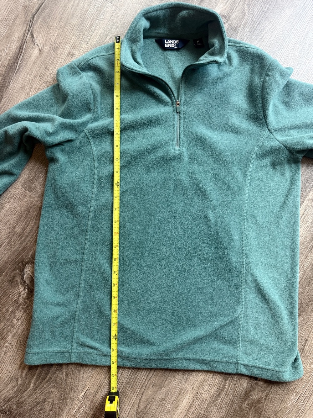 Lands End Women’s Green Quarter-Zip Fleece Pullover - Picture 9 of 9